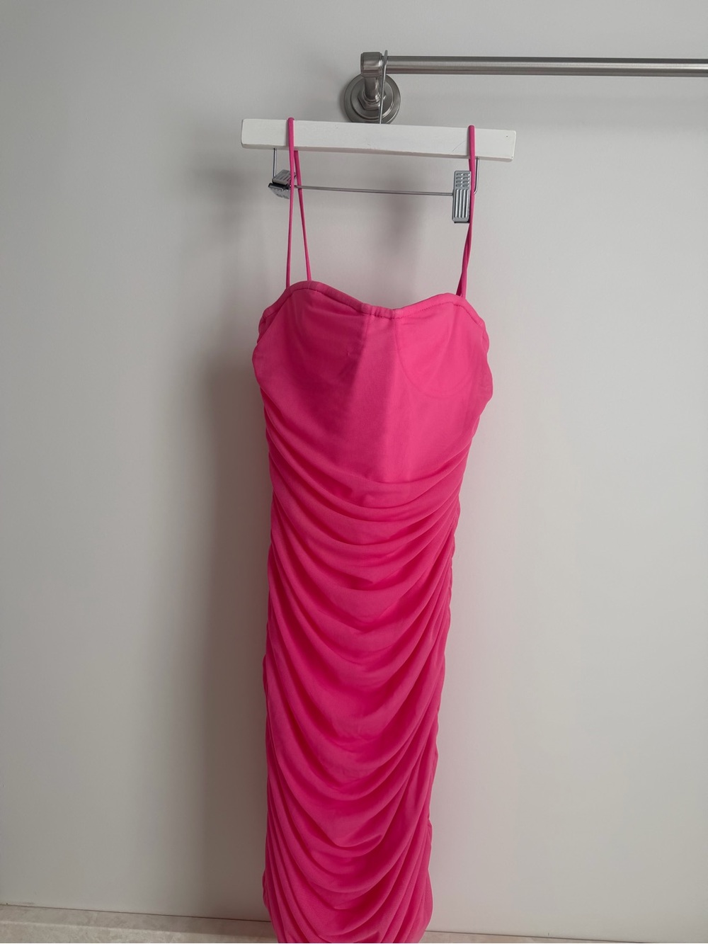 superdown Hot Pink Ruched Spaghetti-Strap Mini Dress